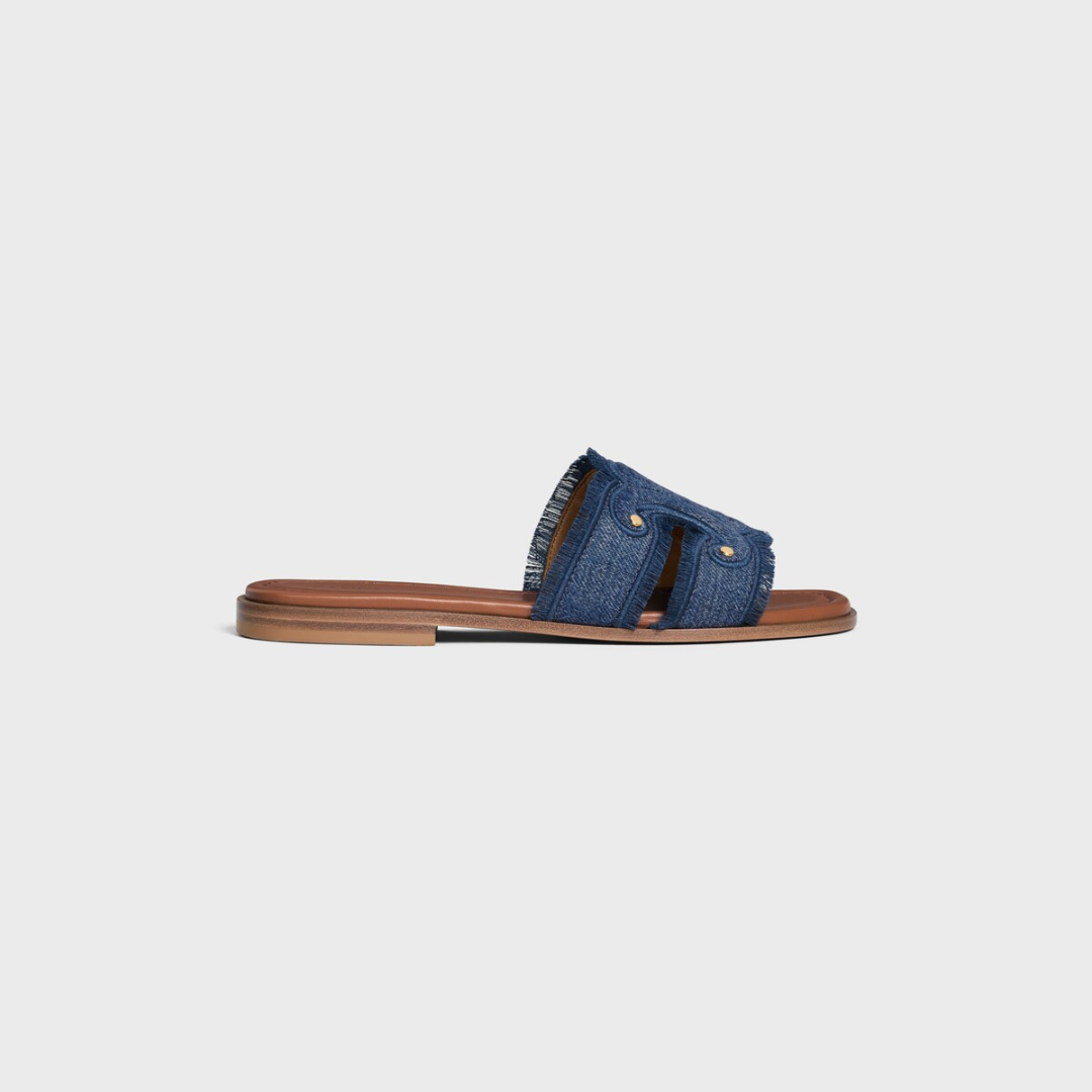 Blue Marina Fringed Mule In Denim