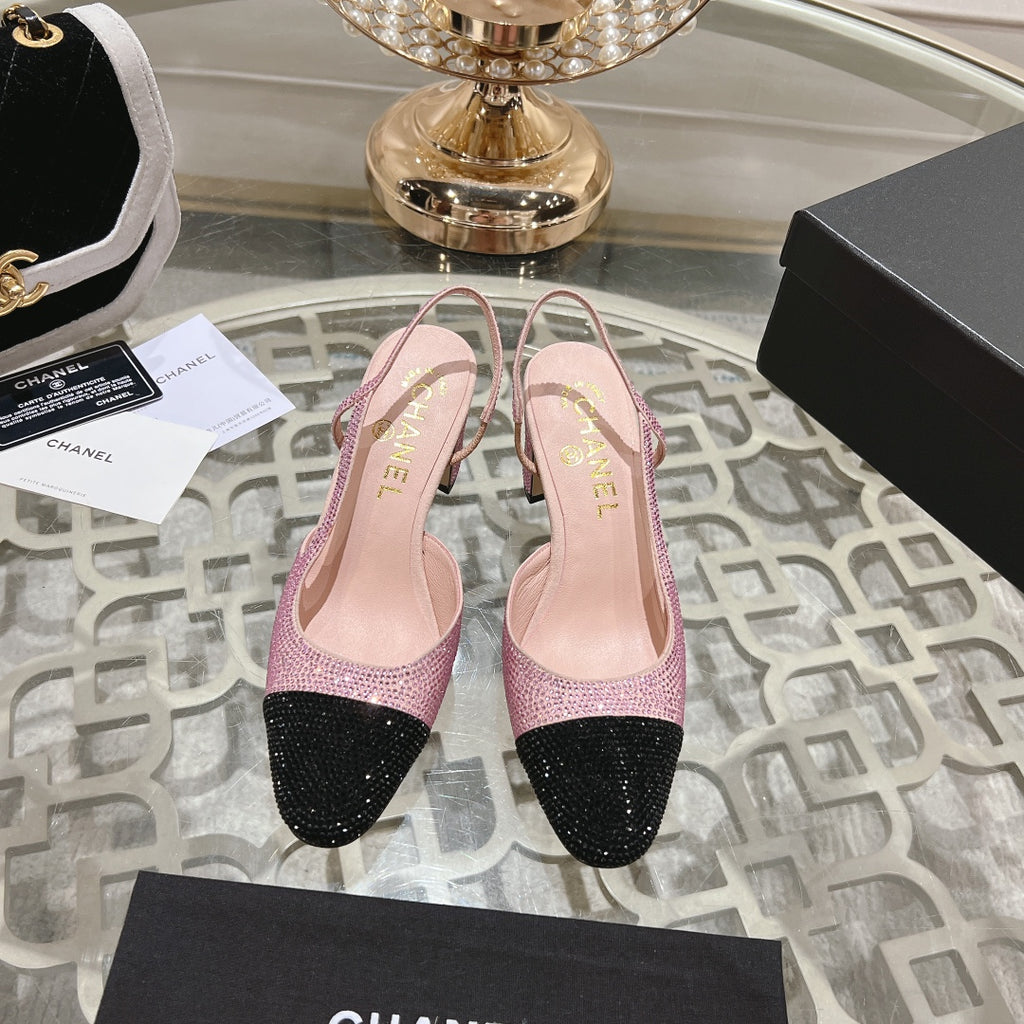 Pink & Black CC Slingbacks