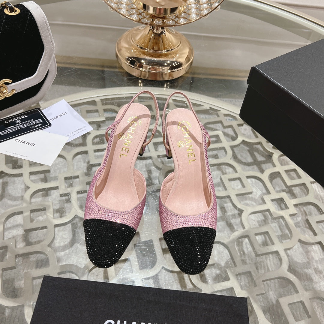 Pink & Black CC Slingbacks