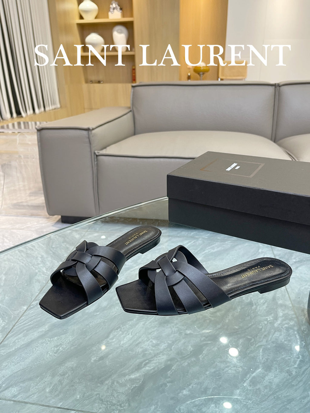 Black YT Mules In Leather