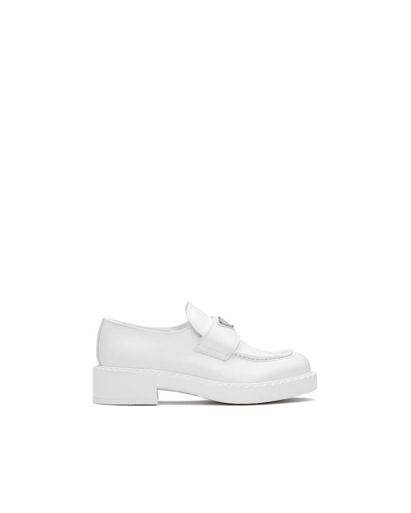 White brushed leather loafers