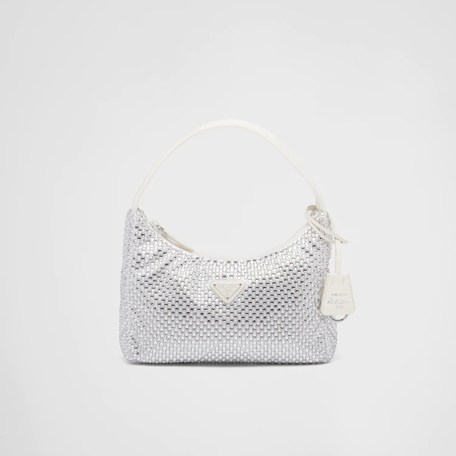 White satin mini-bag with crystals