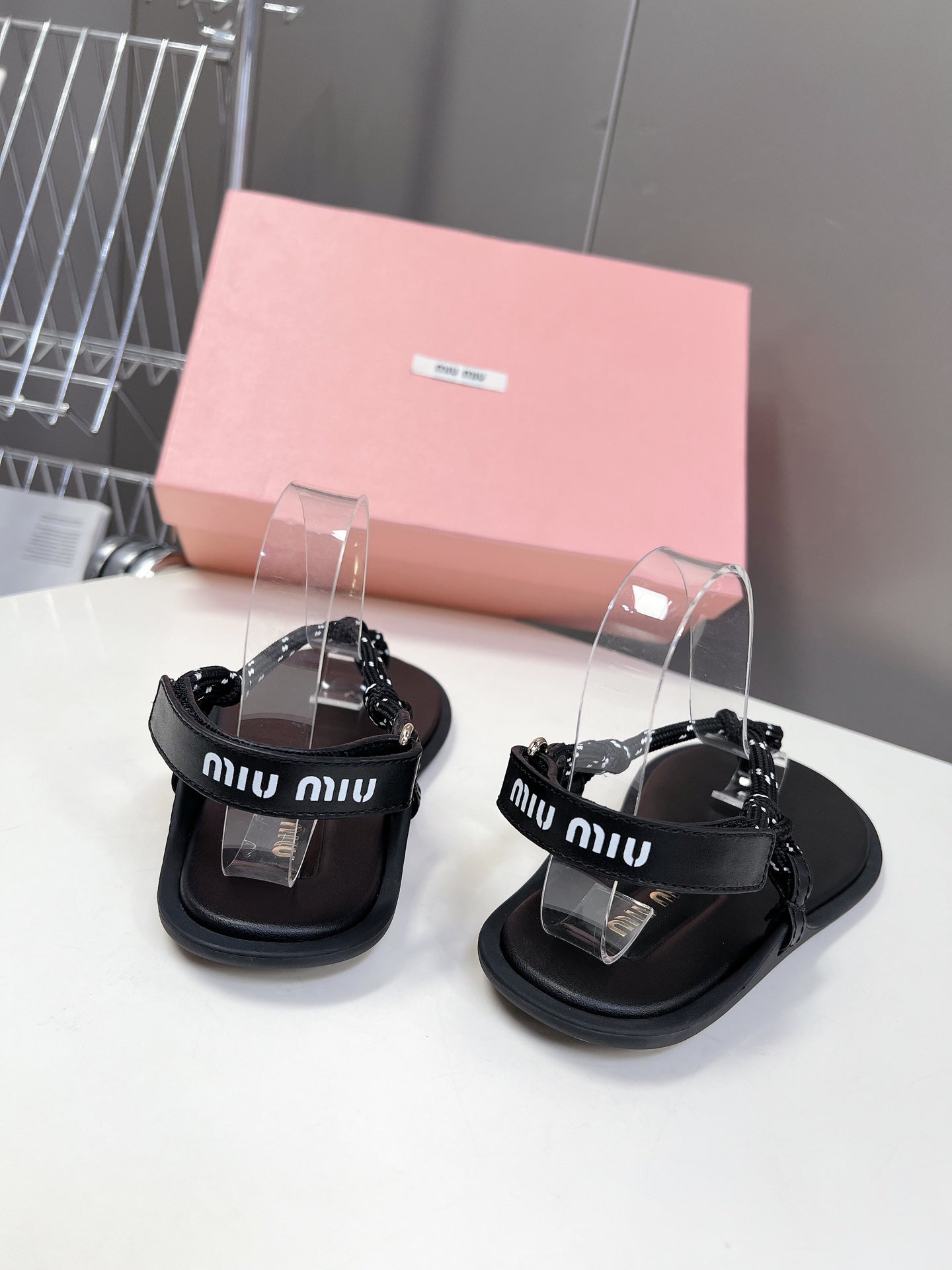 Black Riviere Cord & Leather Sandals