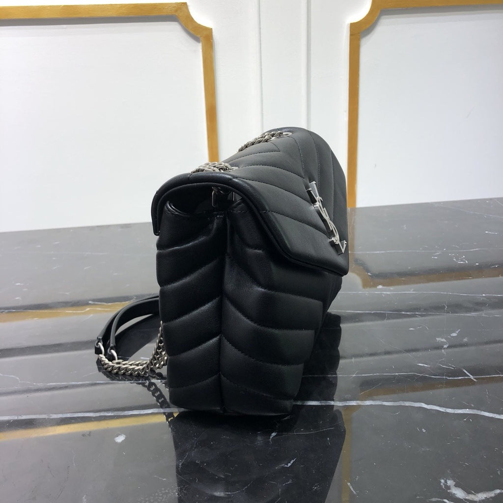 Black YL small quilted leather shoulder bag