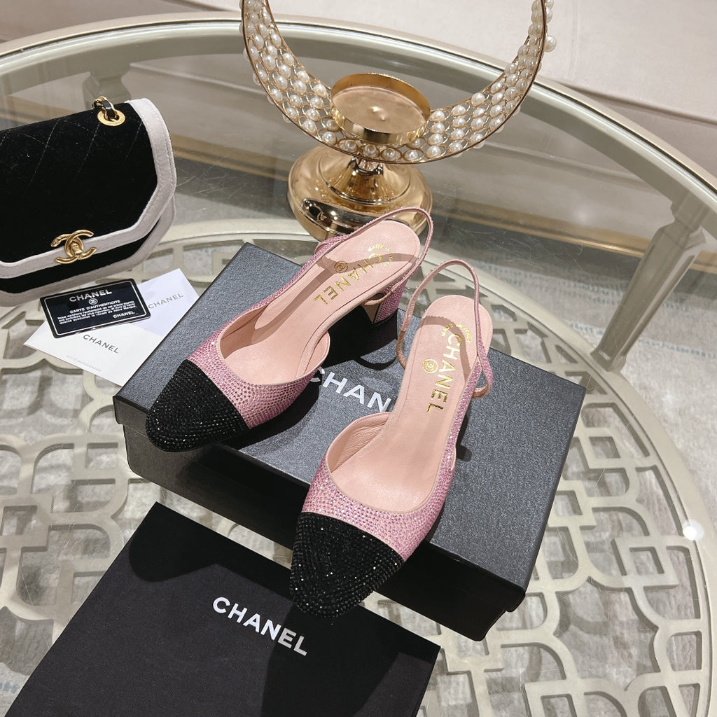 Pink & Black CC Slingbacks