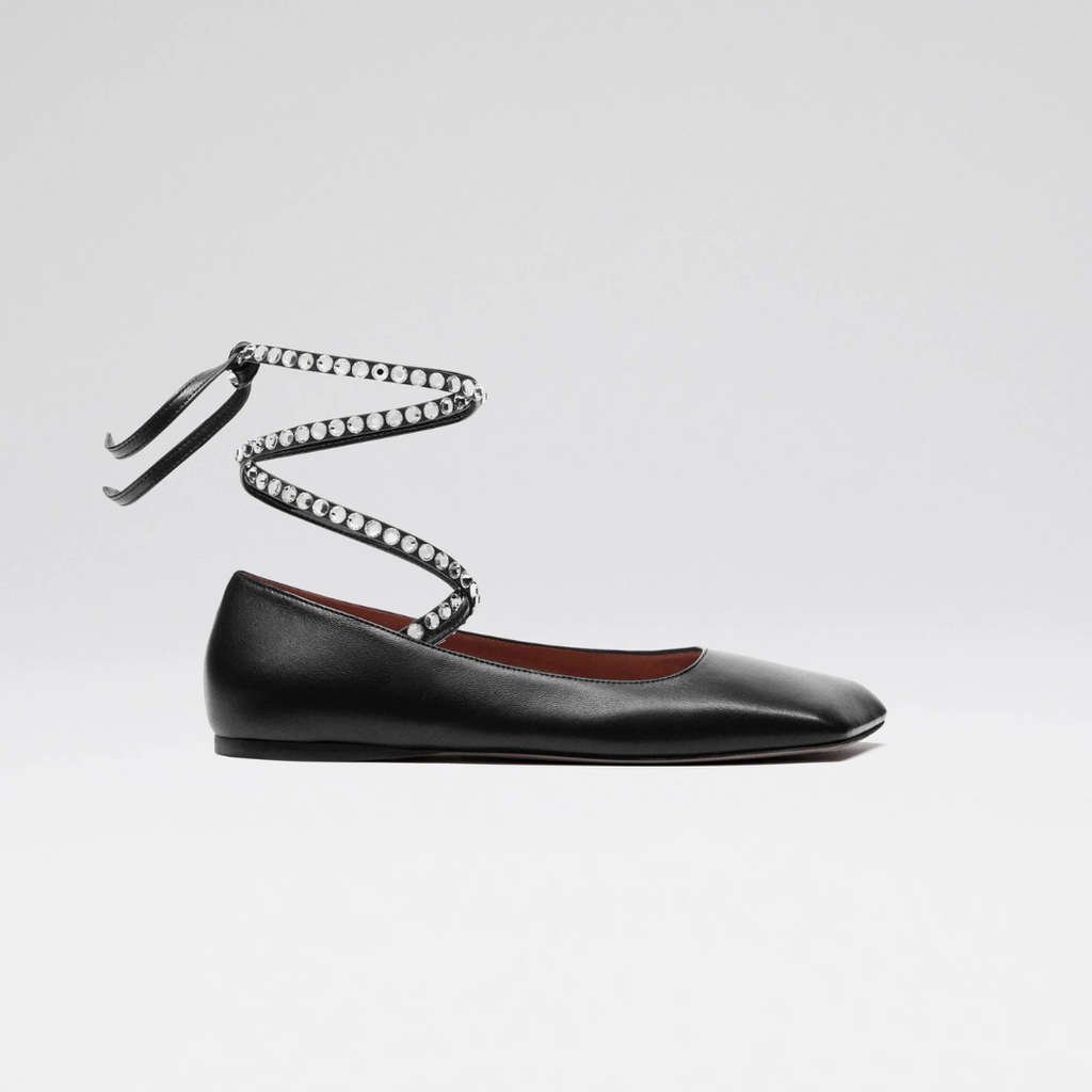 Black Ane Lace Up Flat