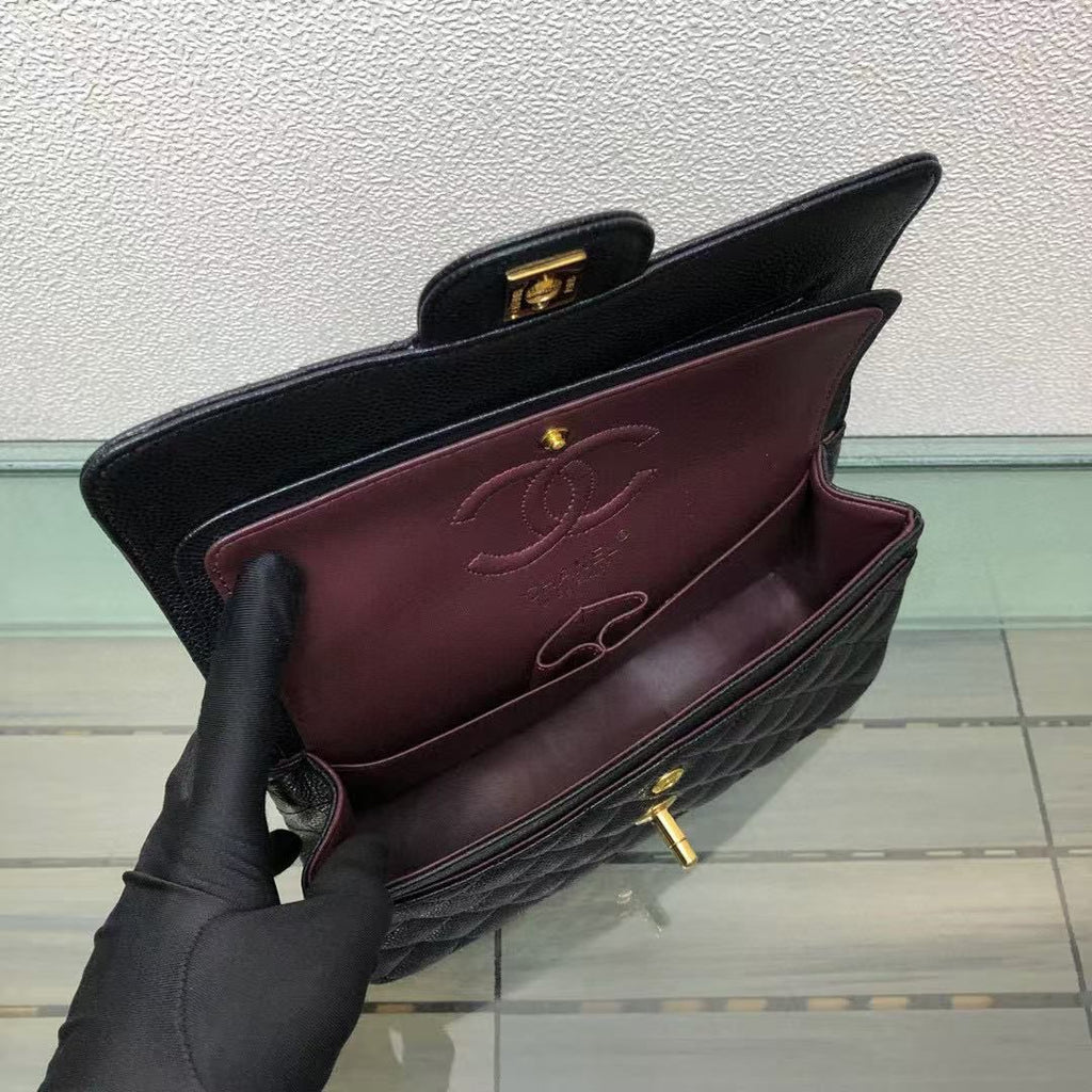 Black Classic Small C In Grained Leather