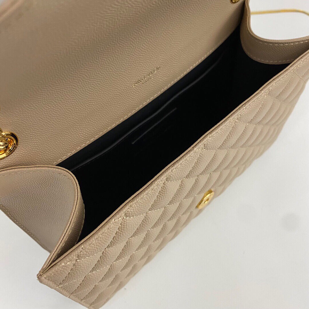 Dark Toffee Envelope Medium Quilted Textured-Leather