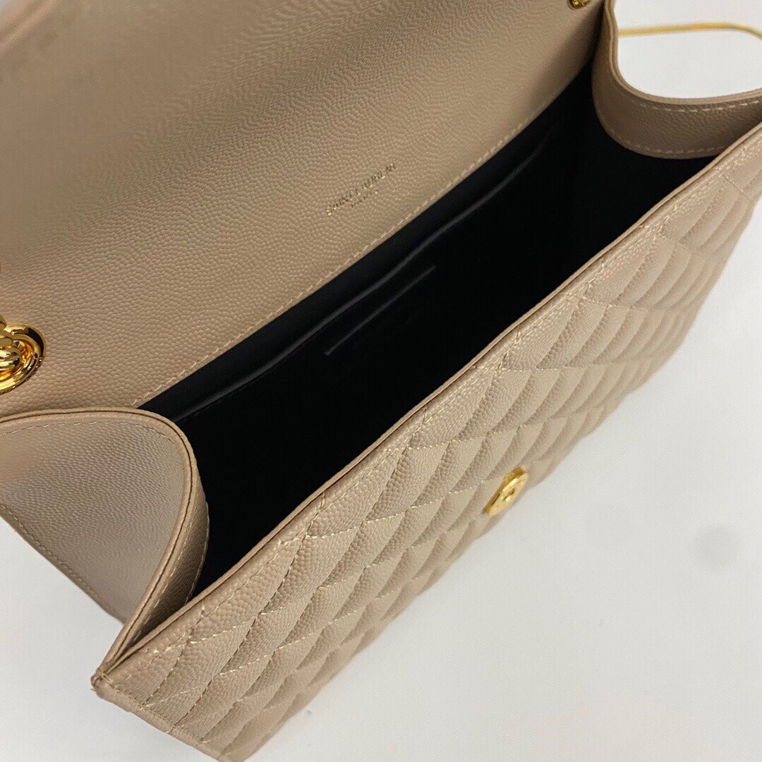 Dark Toffee Envelope Medium Quilted Textured-Leather