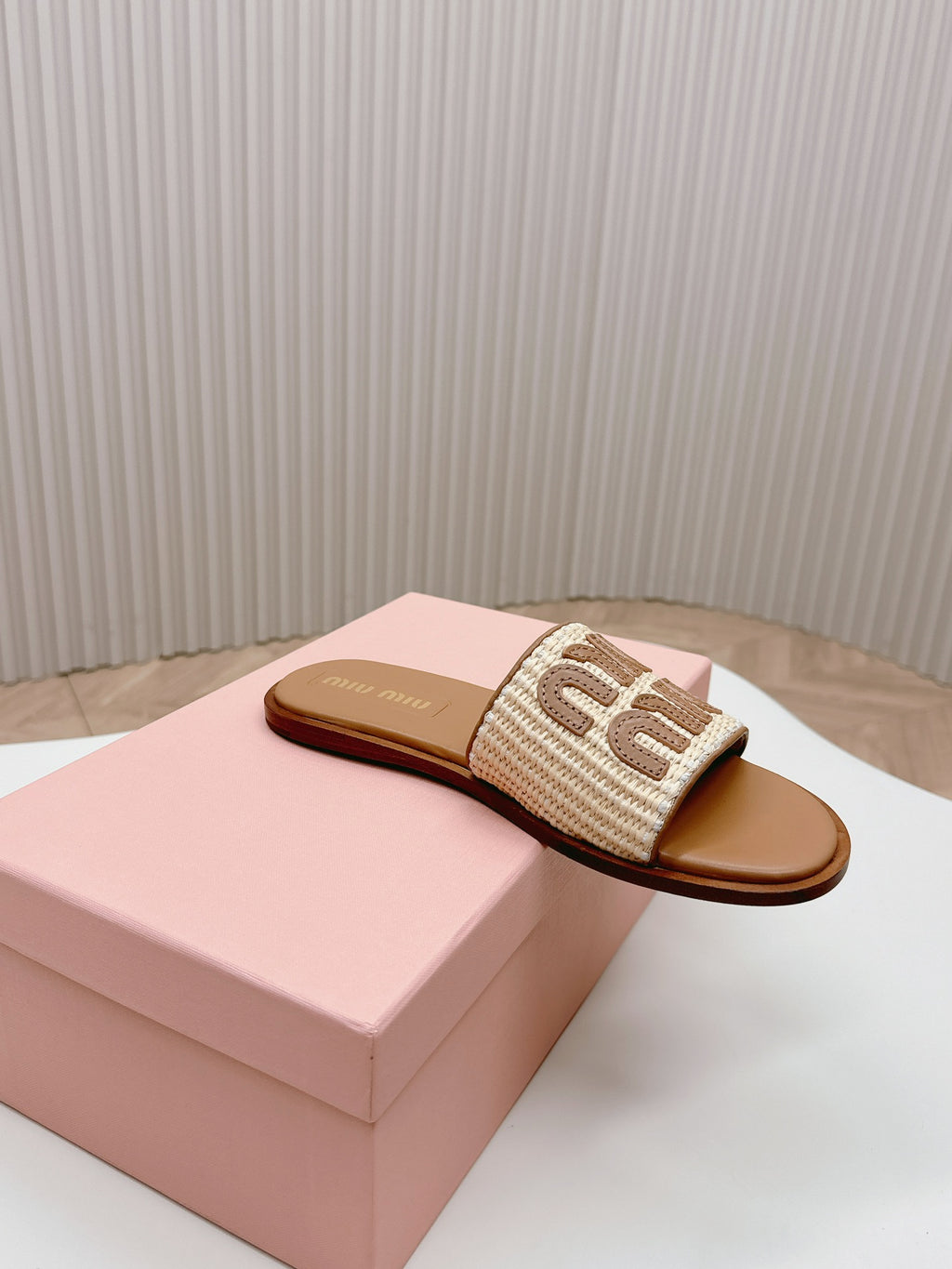Natural Raffia-Effect Mules