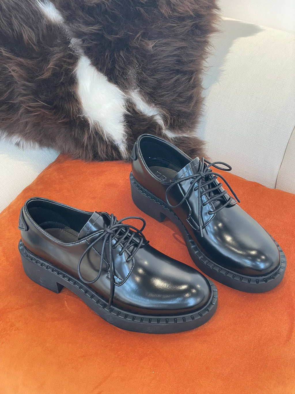 Black brushed-leather derby shoes