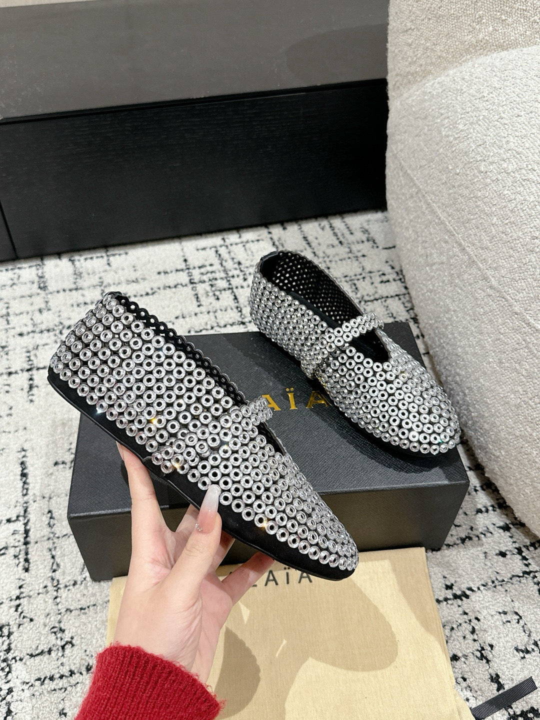 Transparent Ballet Flats In Glass Eyelet