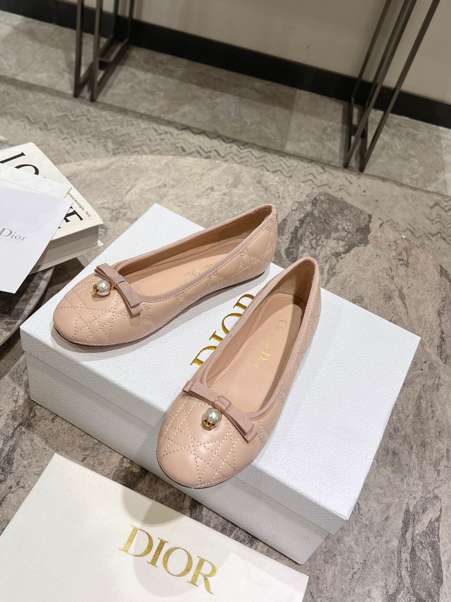 Nude Quilted Ballet Flat
