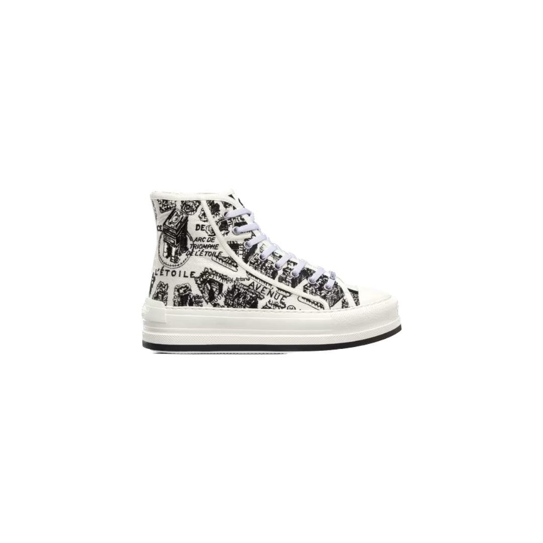 White & Black WD High-Top Platform Sneaker