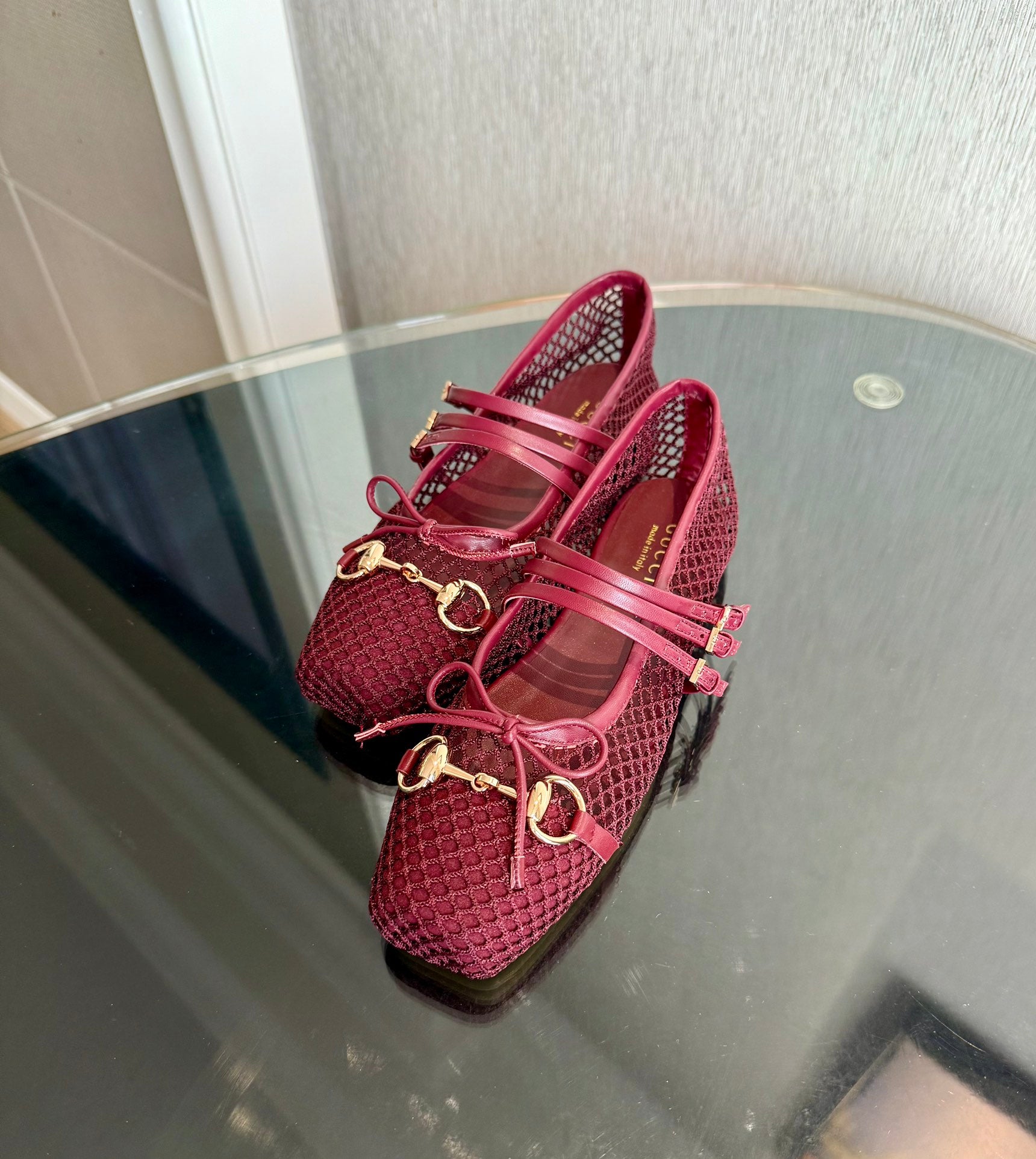 Rosso Ancora Mesh Horsebit Ballet Flat