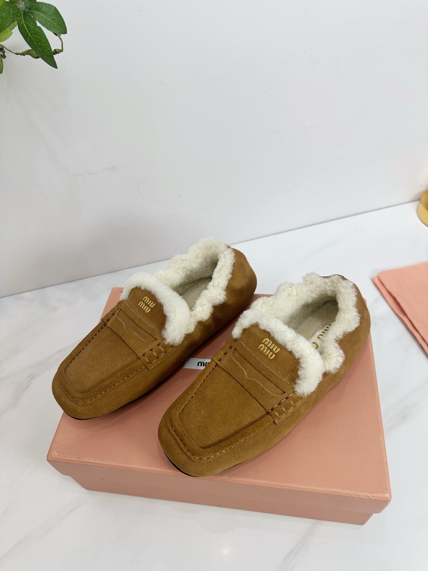 Cocoa Brown Ruches Suede Loafers