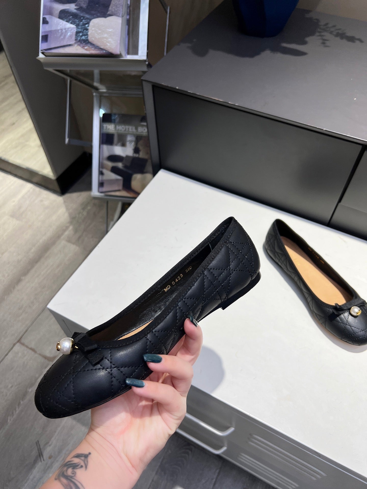 Black Quilted Ballet Flat