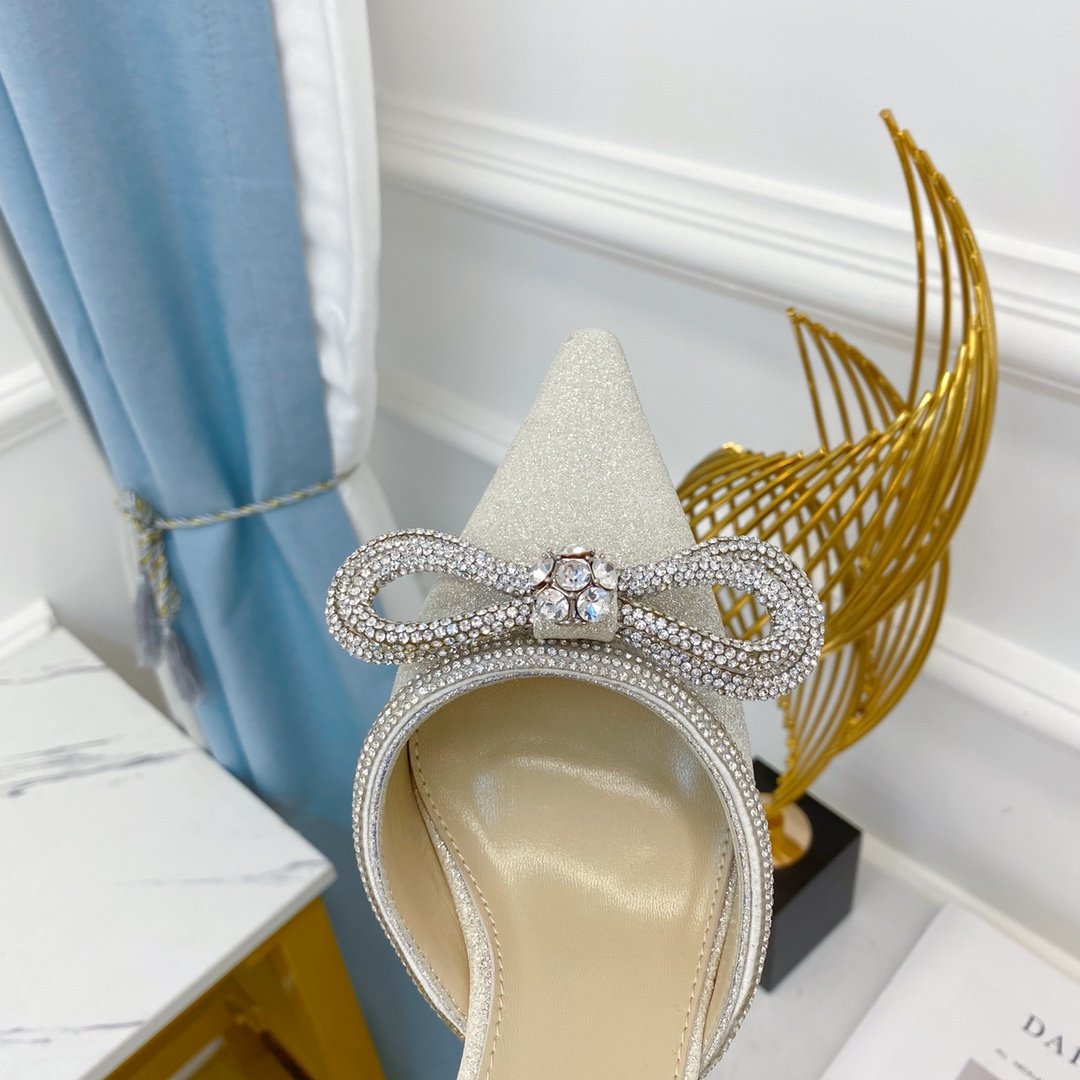 Metallic glitter double bow mule