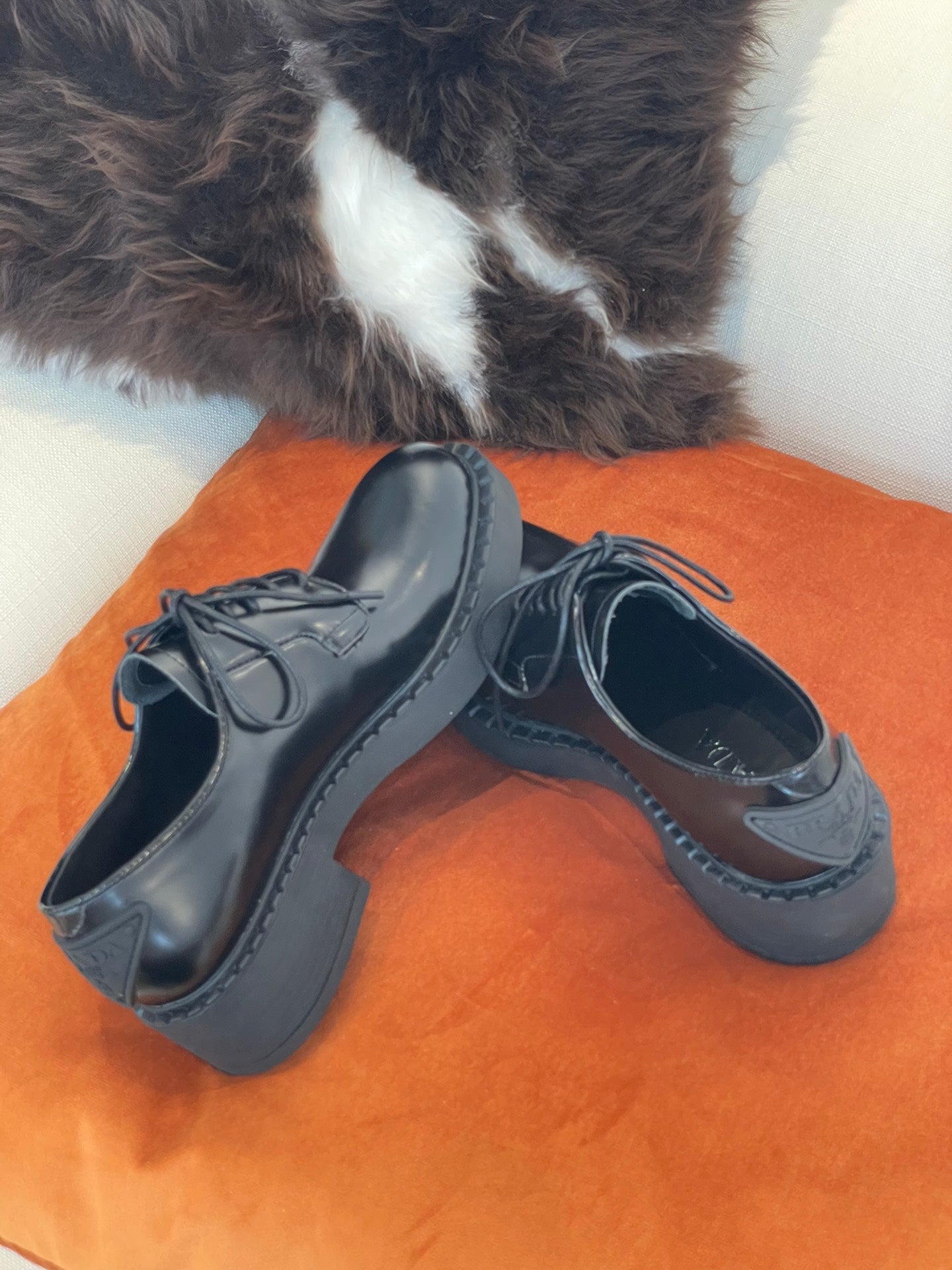 Black brushed-leather derby shoes