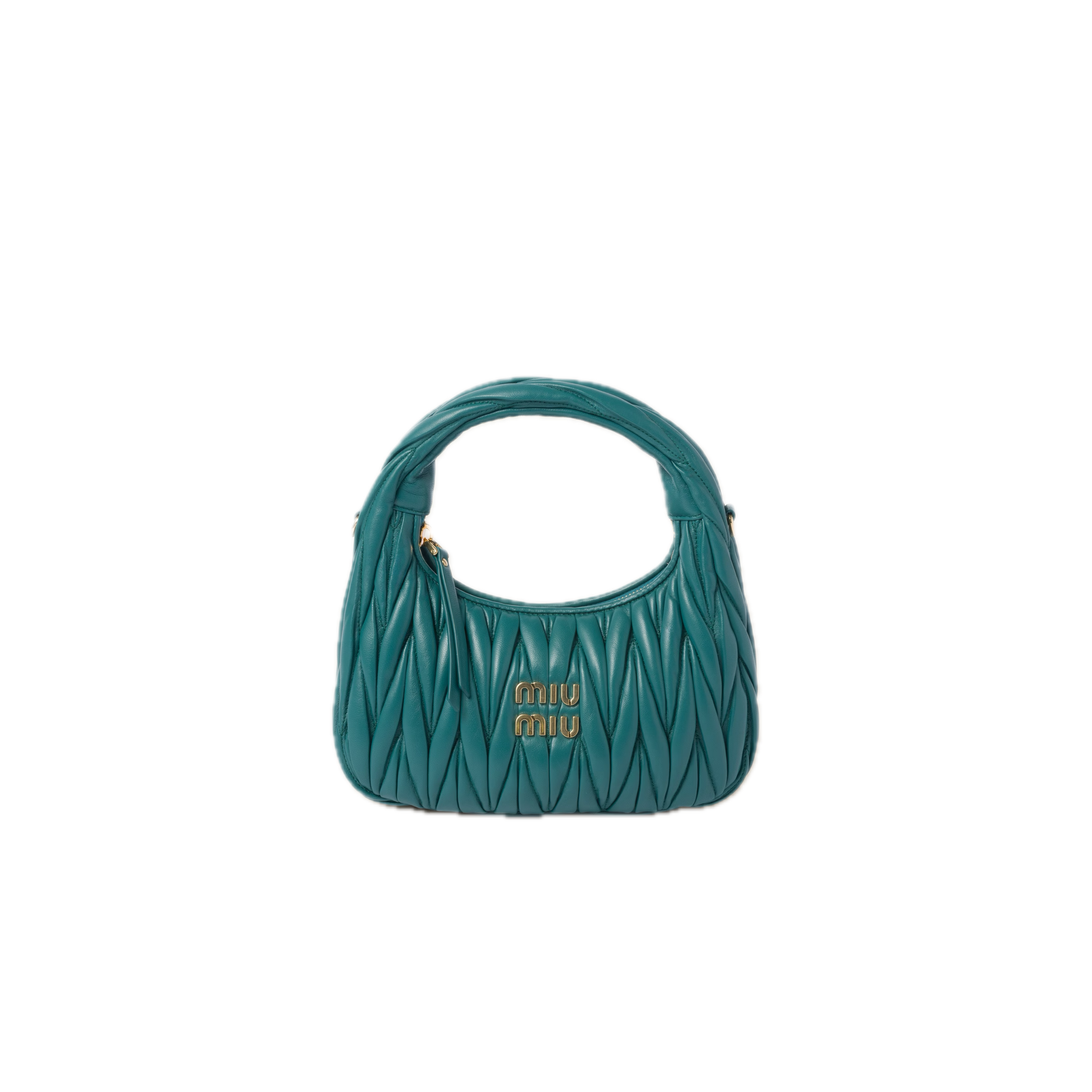 Lagoon Blue Wander Matelassé Leather Small Hobo Bag