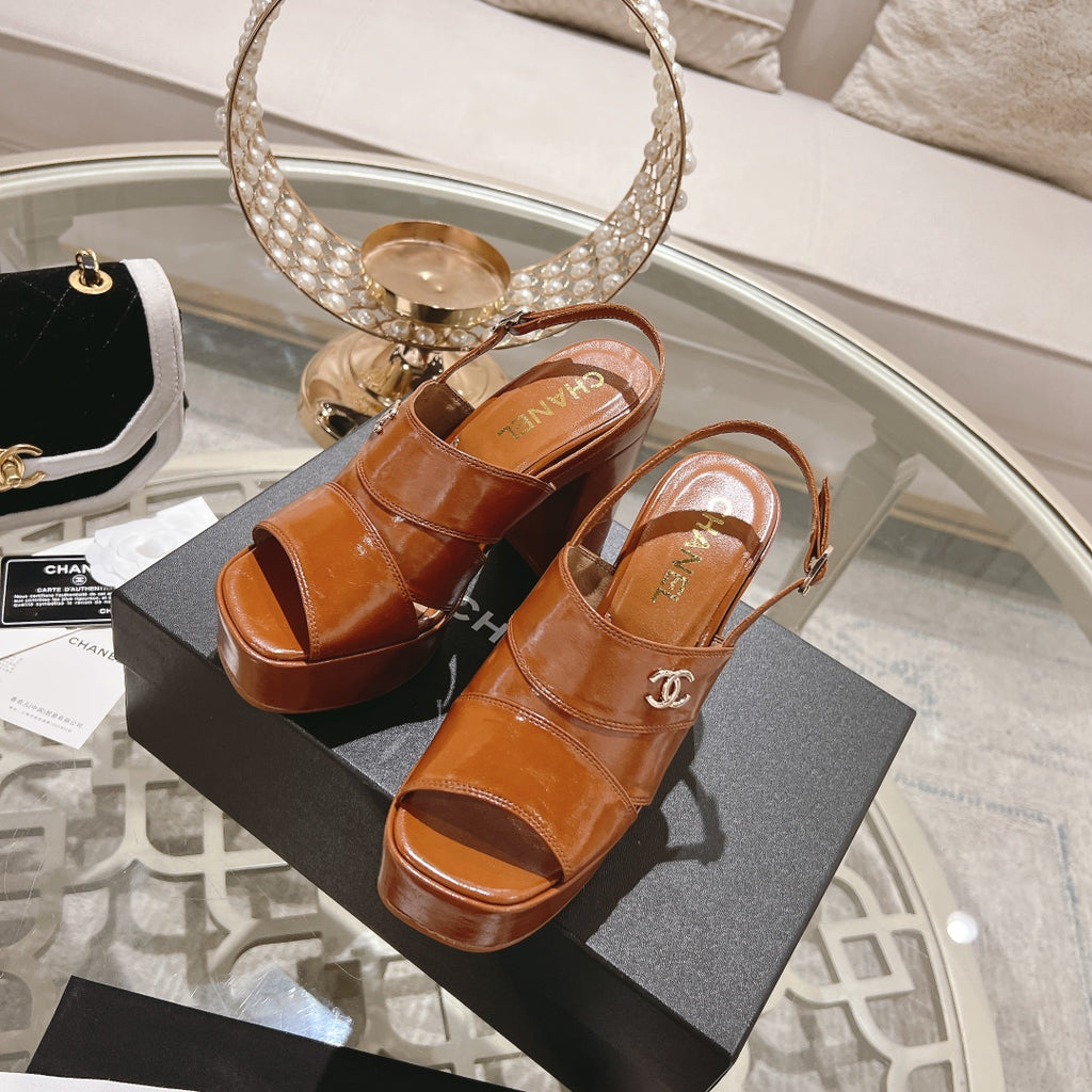 Light Brown C Patent Sandals
