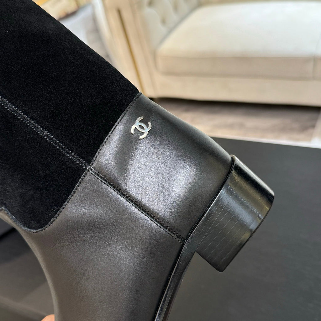 Black Velvet Thigh Boots