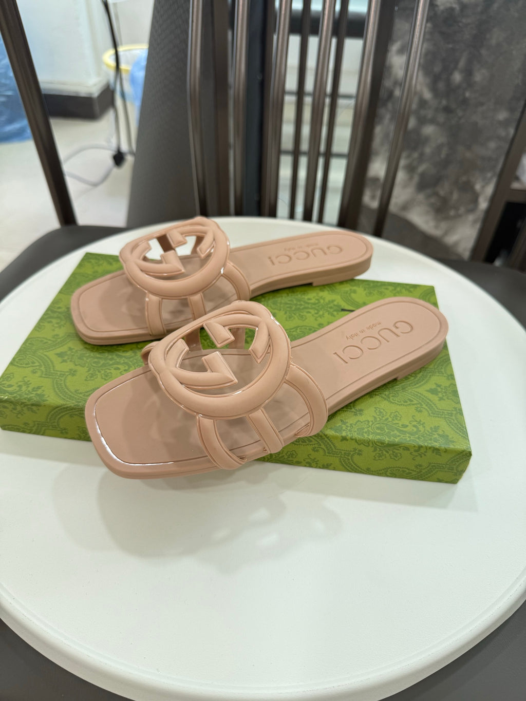 Light Beige Interlocking G Slide Sandal