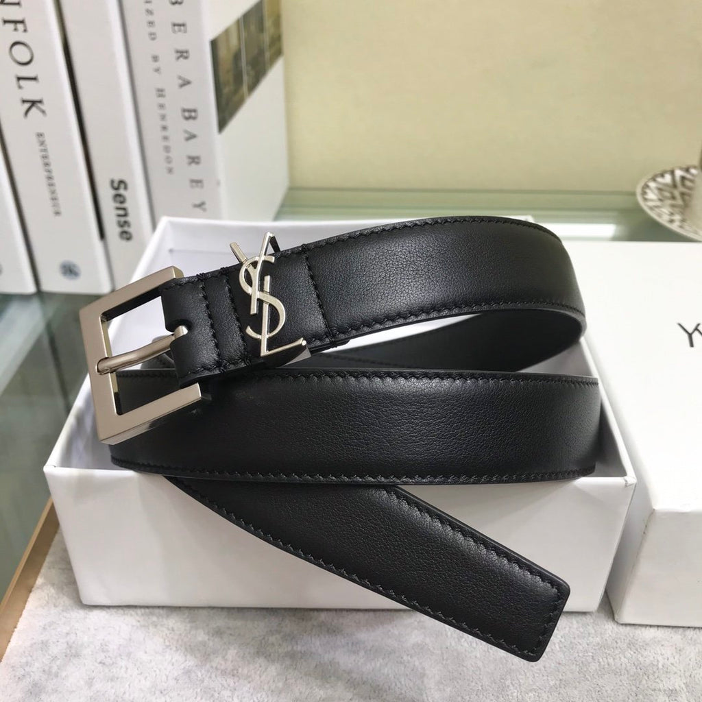 Silver embellished leather belt