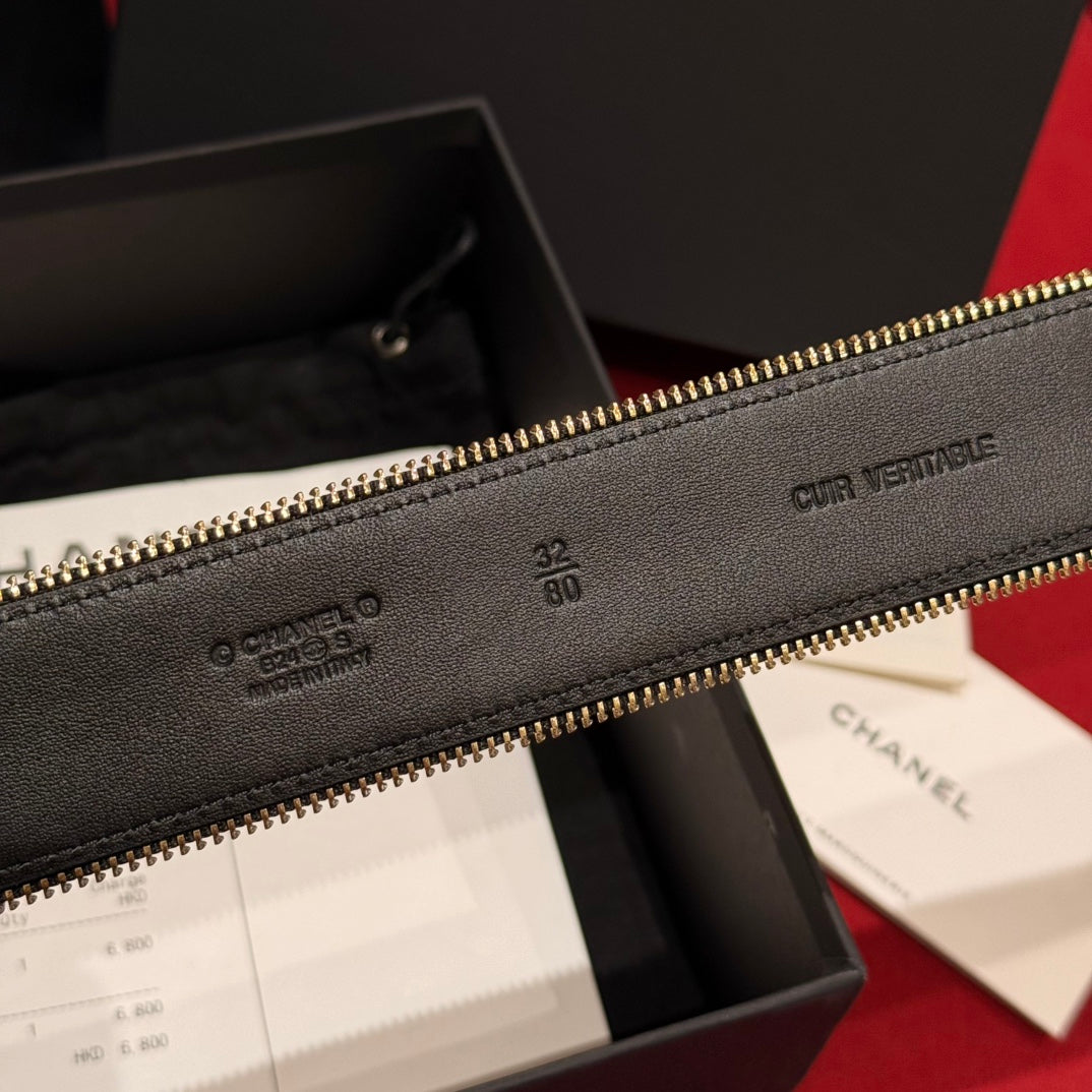 Black & Gold Zipper Belt