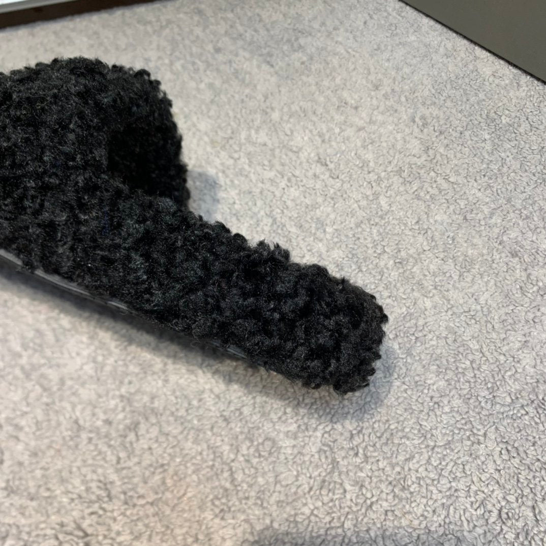 Men's Black BL Furry slides