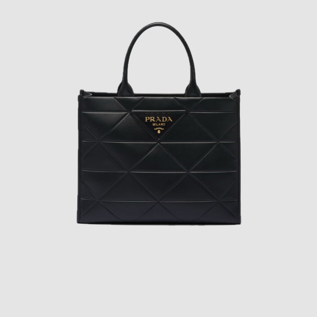 Black Large Leather Symbole Bag With Topstitching