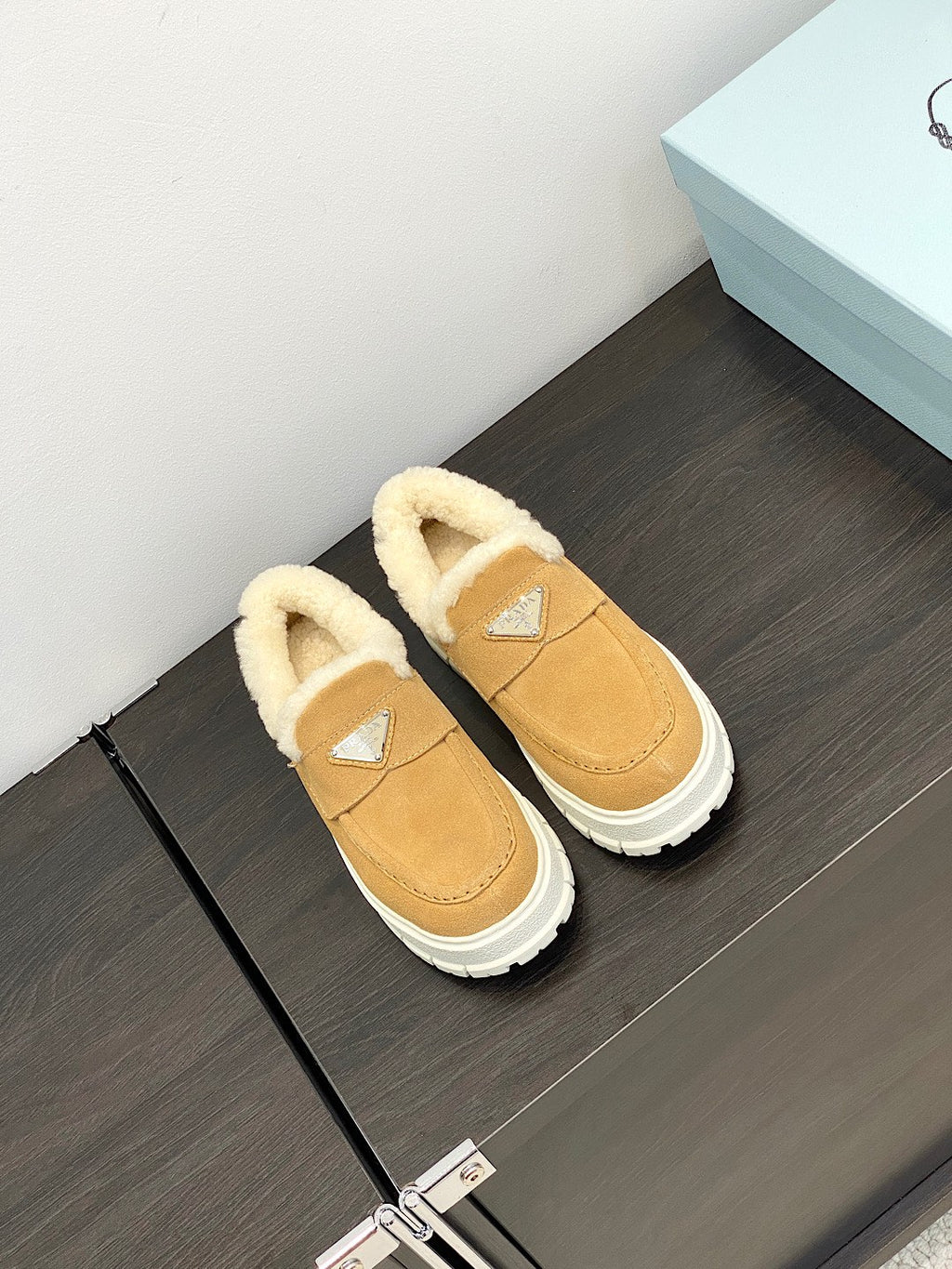 Ecru Suede Loafer Booties