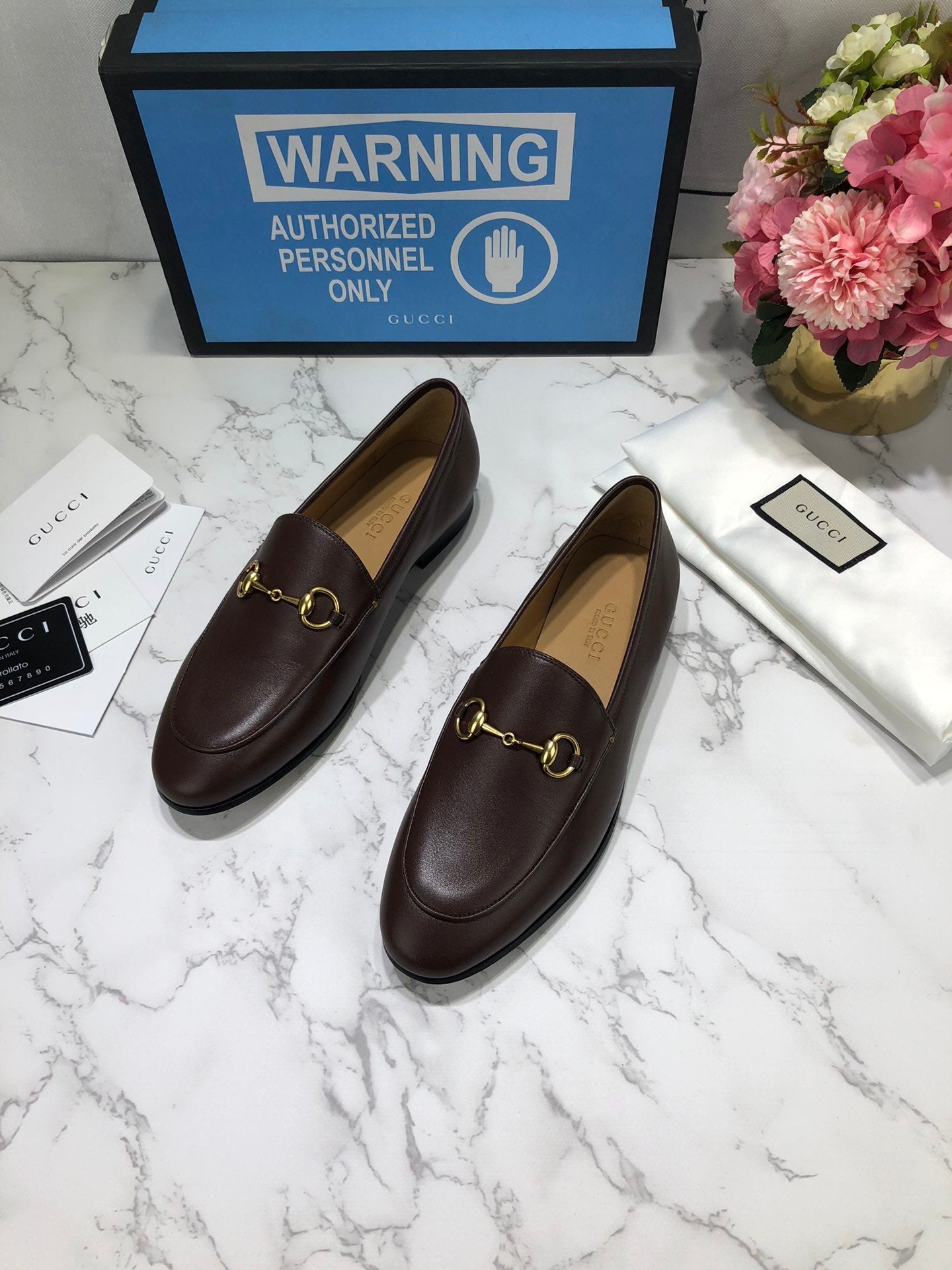 Dark-brown GJ leather collapsible-heel loafers