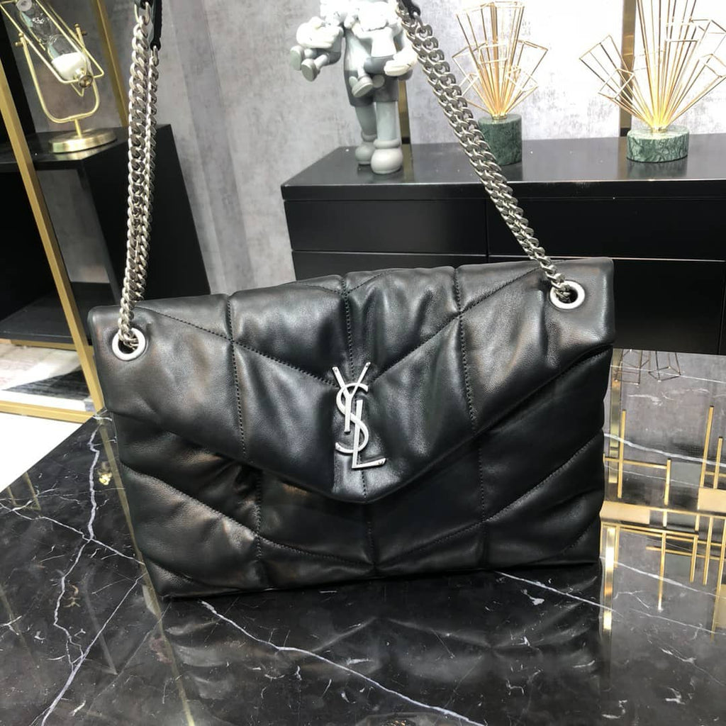 Black LP medium bag in quilted leather