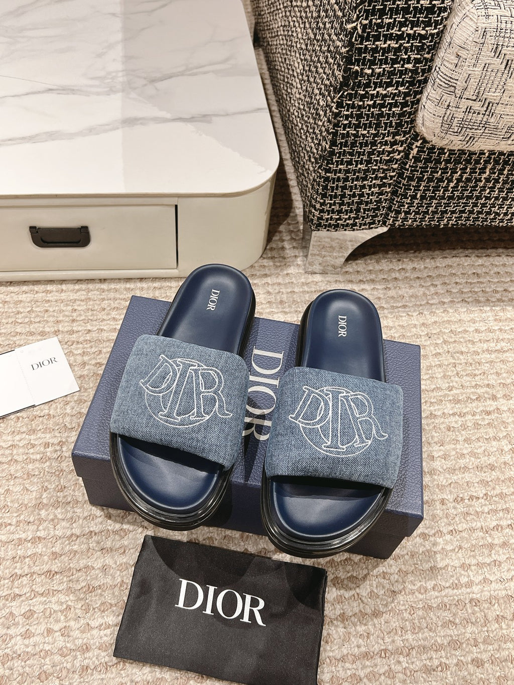 Blue Quilted Denim DA Sandal