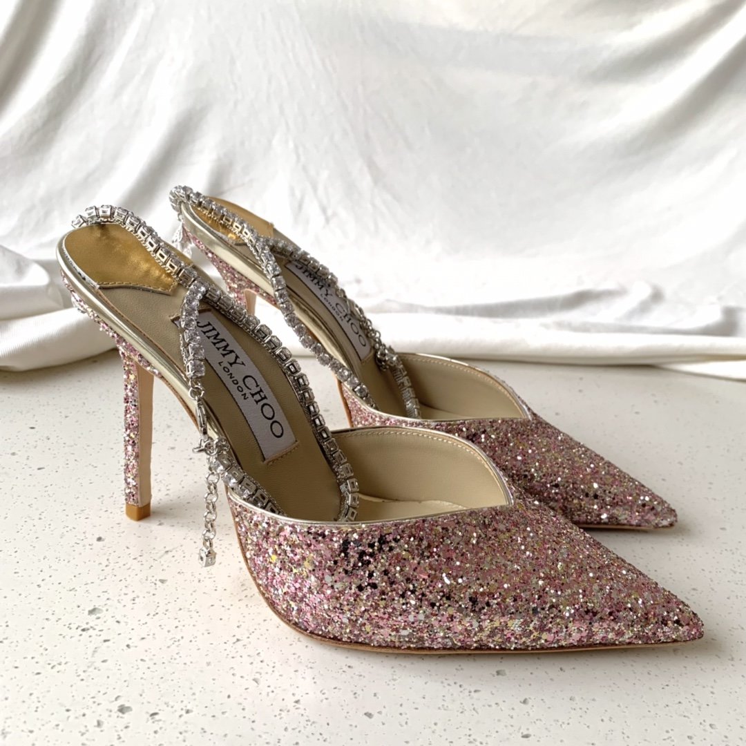 Rose coarse glitter JS pumps