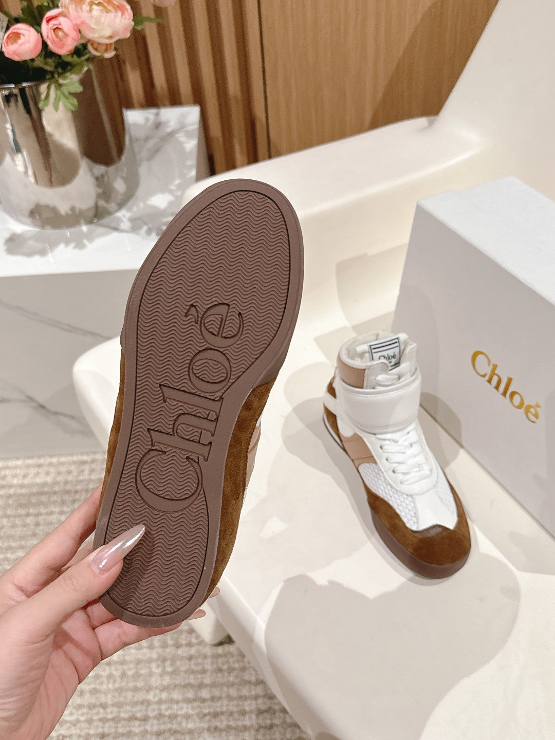 Natural Brown Kick High-Top Sneaker