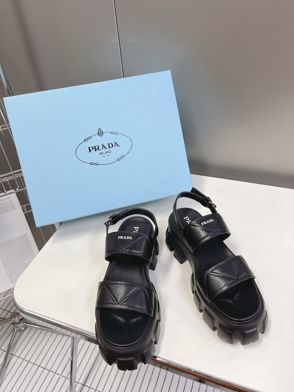 Black PM Leather Sandals