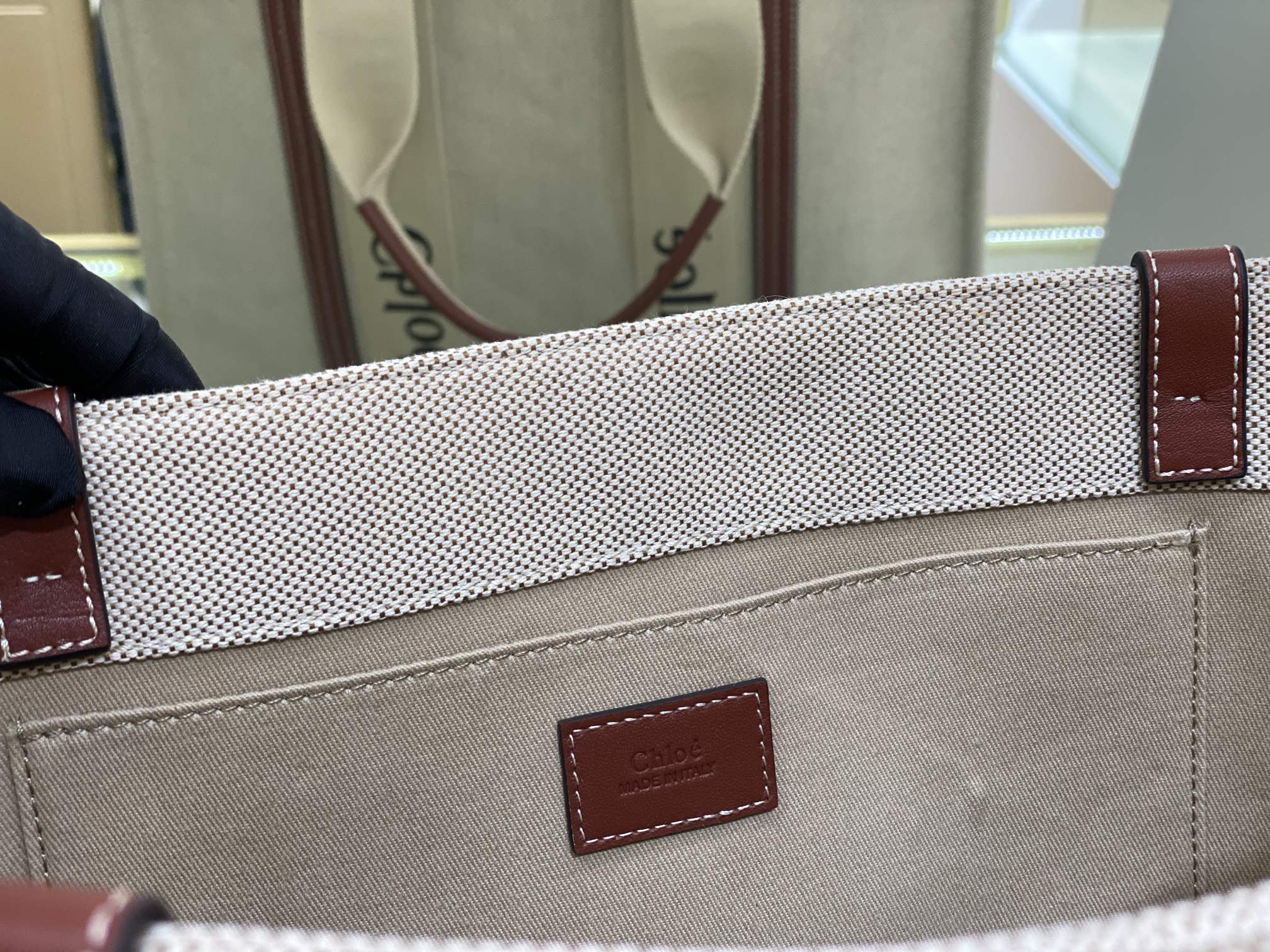 CW large brown leather-trimmed cotton-canvas tote