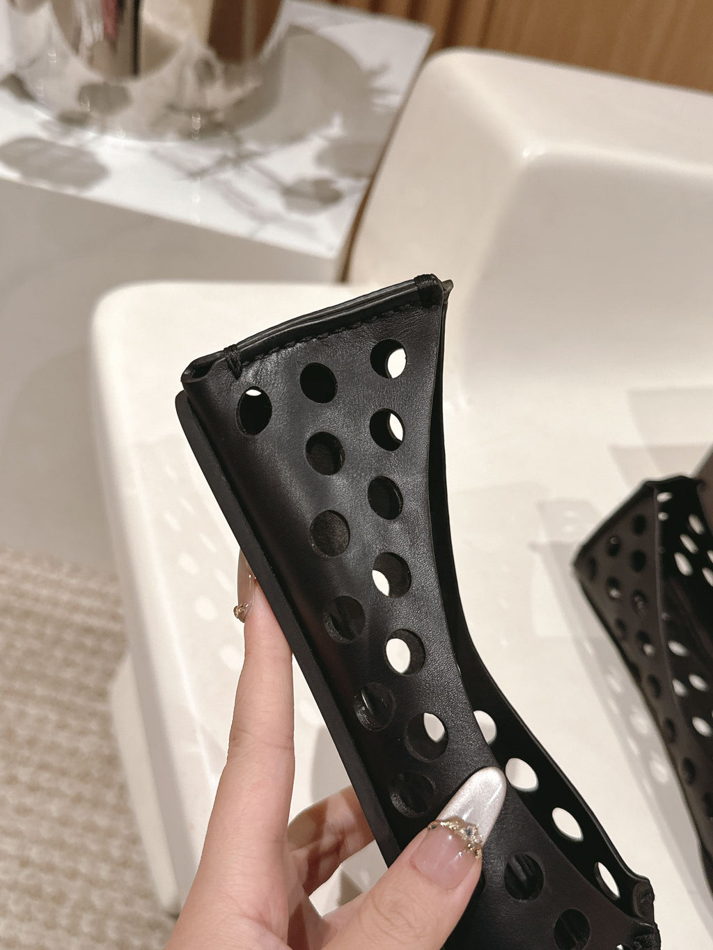 Black Perfo Ballet Flats