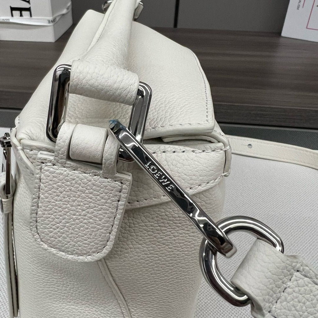 Soft White LP Small Leather Shoulder Bag