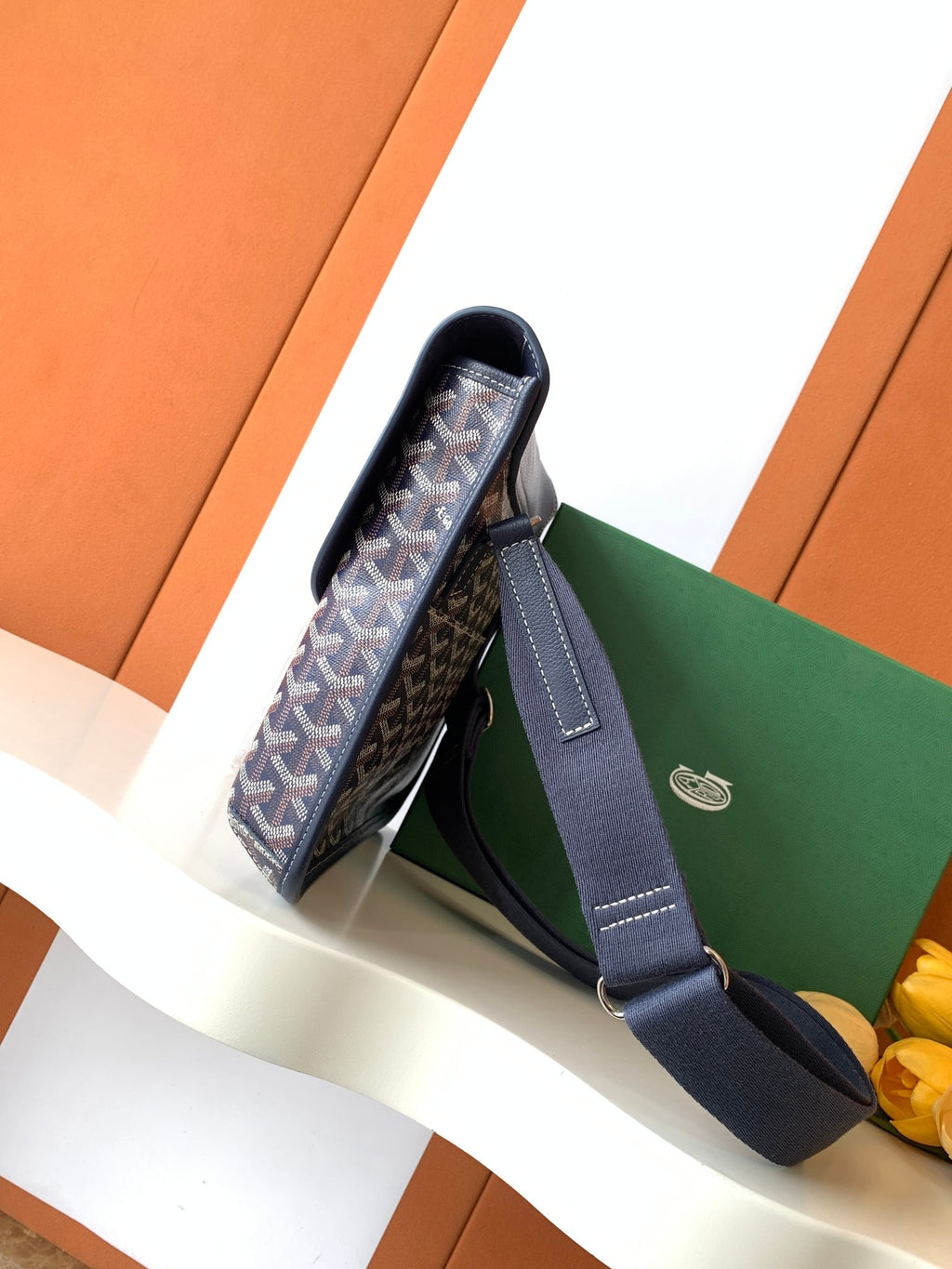 Navy Blue Coursier Messenger Bag