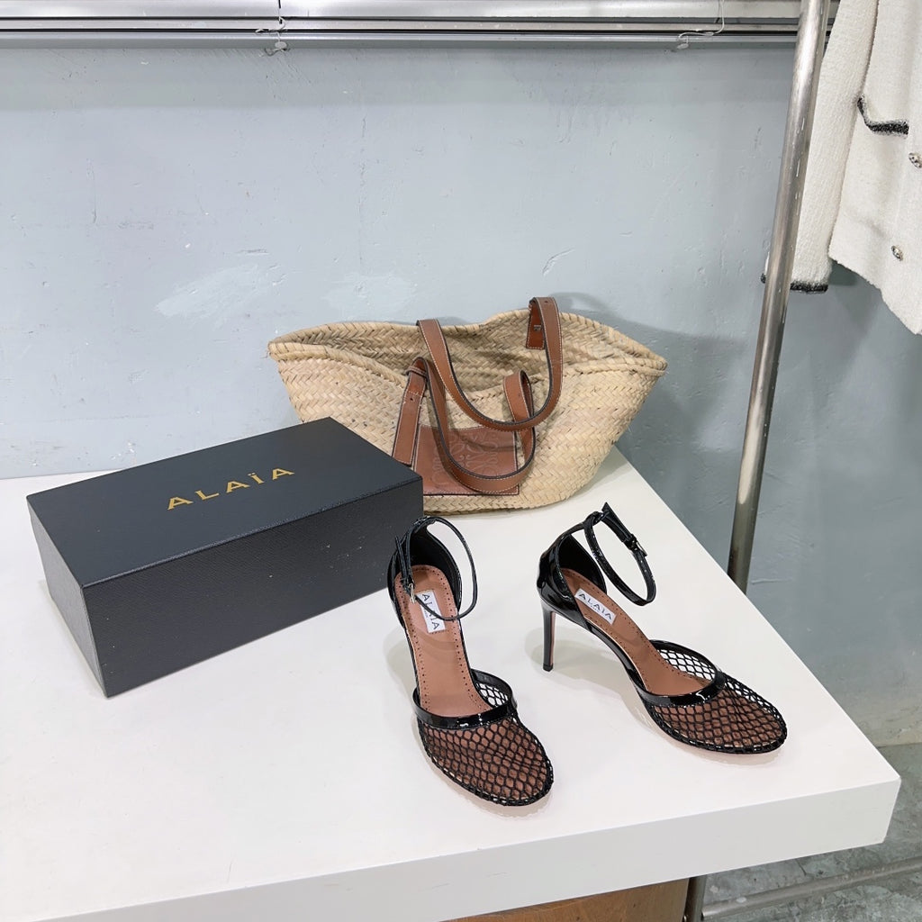 Black High Fishnet Pumps