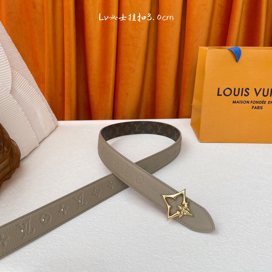 Gray Flowergram Reversible Belt