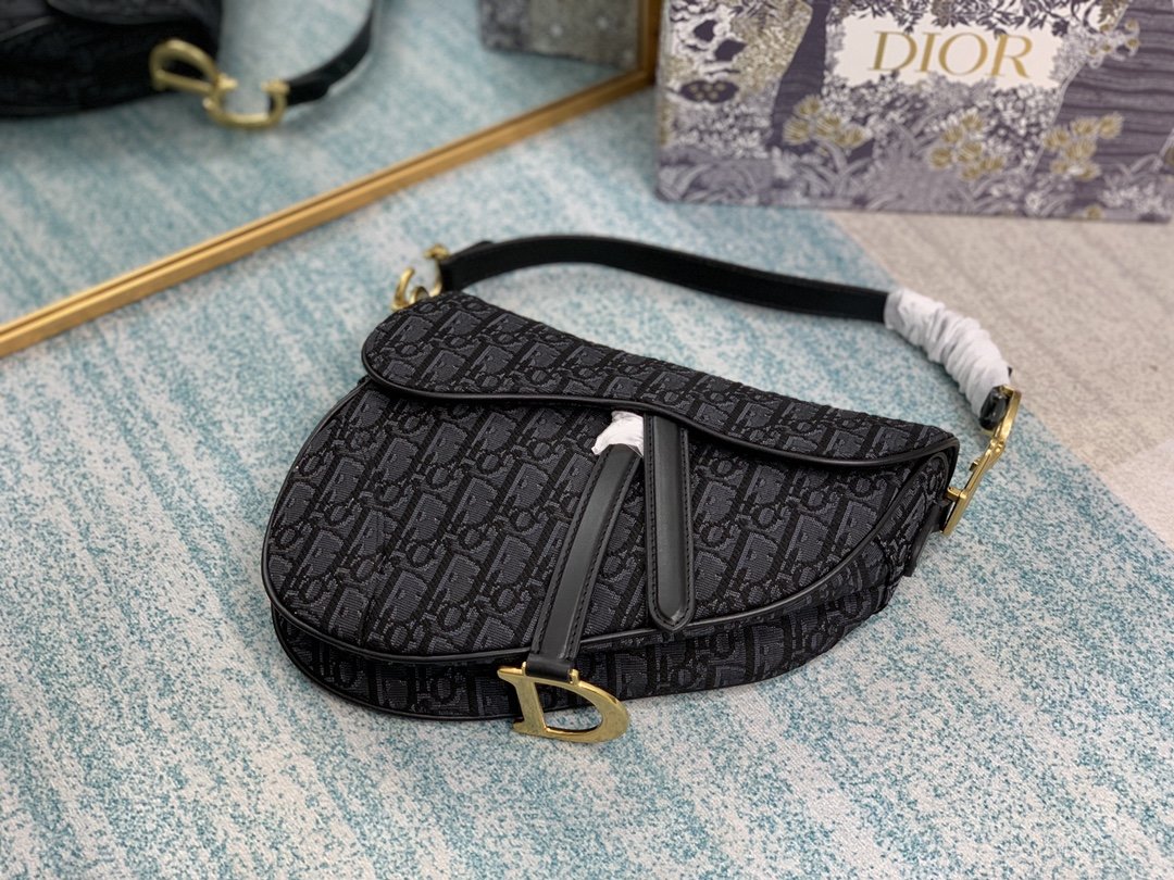 Black DS oblique canvas bag