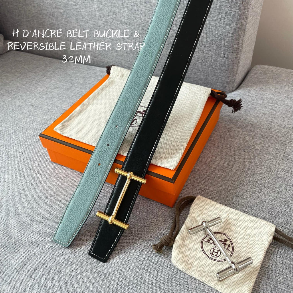 Graphite & Ciel HD belt buckle & Reversible leather strap