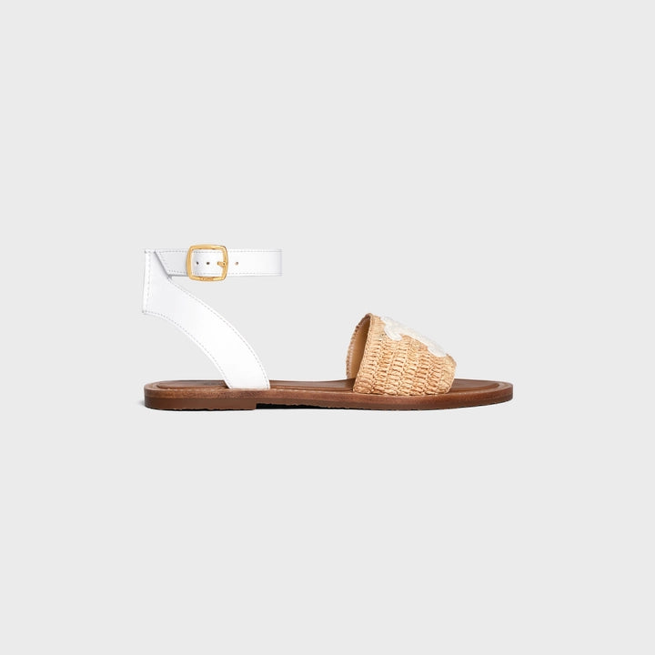 Beige & White CL Flat Strap Sandal