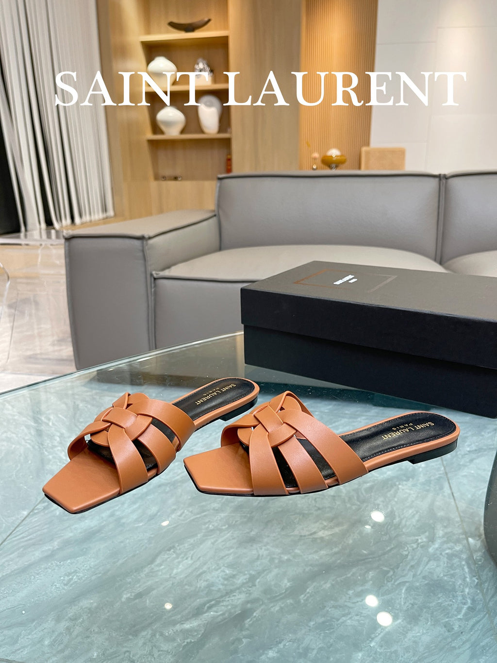 Marron Gold YT Mules In Leather