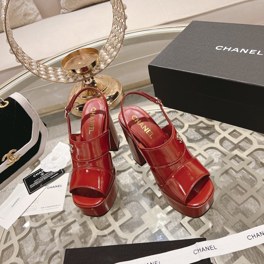 Dark Red C Patent Sandals