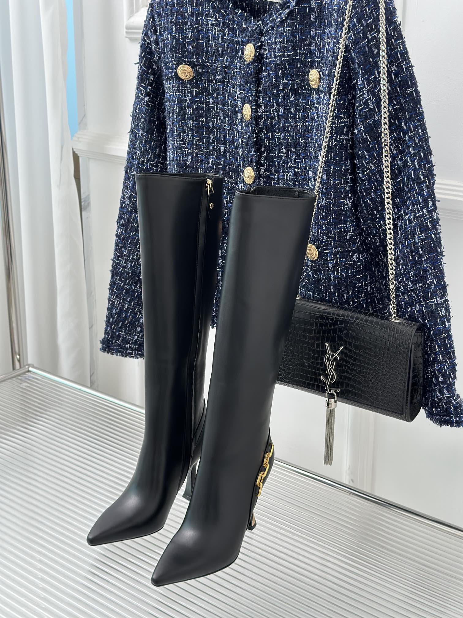 Black Sparkle High Boot